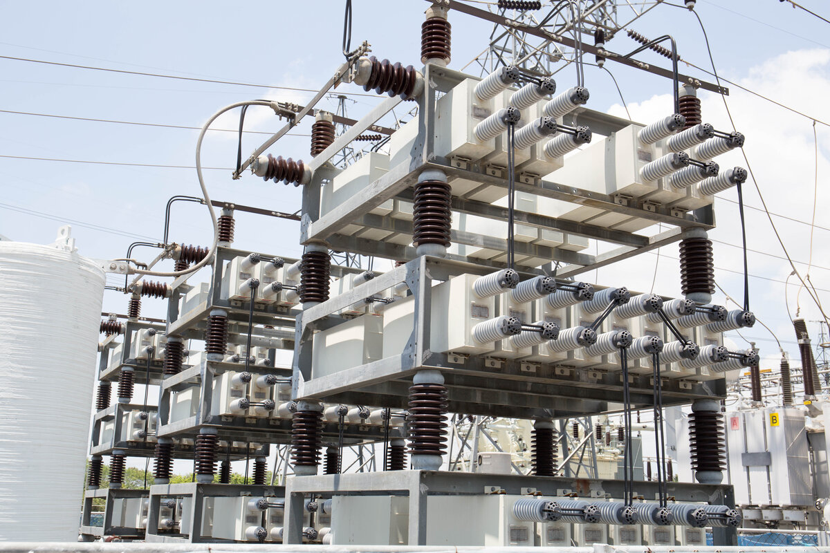Capacitor bank in outdoor high voltage substation for power factor correction